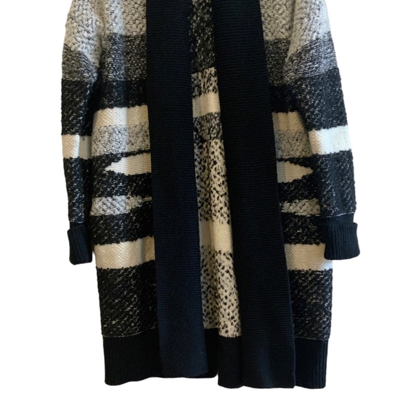 Banana Republic Landscape Long Black Grey Cream Open Front Cardigan Size Medium - Picture 5 of 15